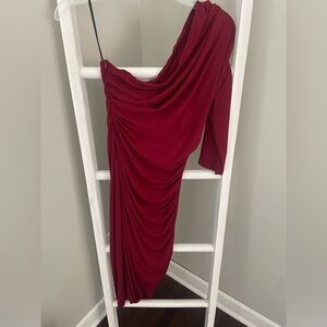 Red one shoulder dress